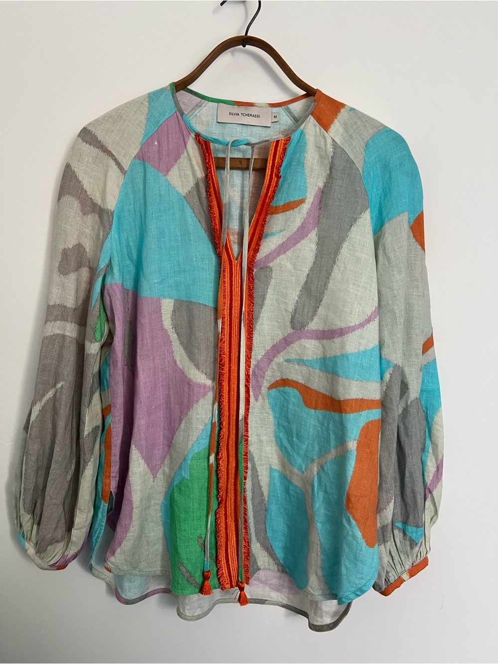 Silvia Tcherassi Molveno Printed Linen Blouse  Size M